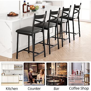 22" Counter Height Stools with Back & Cushion for Kitchen Island Bedroom