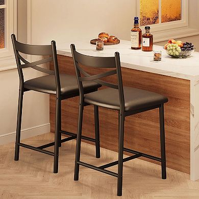 22" Counter Height Stools with Back & Cushion for Kitchen Island Bedroom