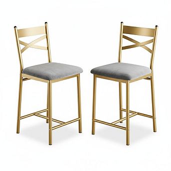 22" Counter Height Stools with Back & Cushion for Kitchen Island Bedroom