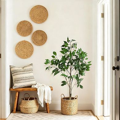 Artificial Ficus Tree with Wood Trunk & Fruits for Home Office Living Room Decor