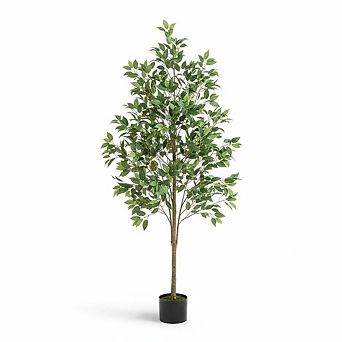 Artificial Ficus Tree with Wood Trunk & Fruits for Home Office Living Room Decor