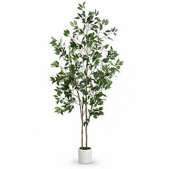 Artificial Ficus Tree with Wood Trunk & Fruits for Home Office Living Room Decor