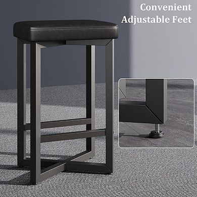 Counter Height Bar Stools, Upholstered PU Leather Stools for Kitchen Home Bar Dining Room