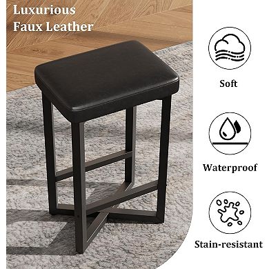 Counter Height Bar Stools, Upholstered PU Leather Stools for Kitchen Home Bar Dining Room