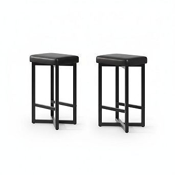 Counter Height Bar Stools, Upholstered PU Leather Stools for Kitchen Home Bar Dining Room