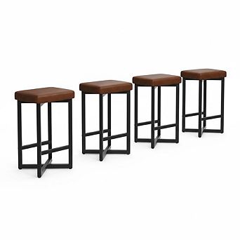 Counter Height Bar Stools, Upholstered PU Leather Stools for Kitchen Home Bar Dining Room