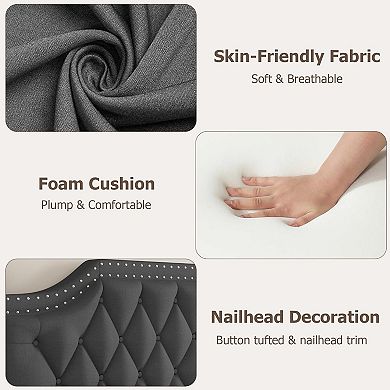 ANIXOL Upholstered Canopy Bed Frame with Four Poster Design