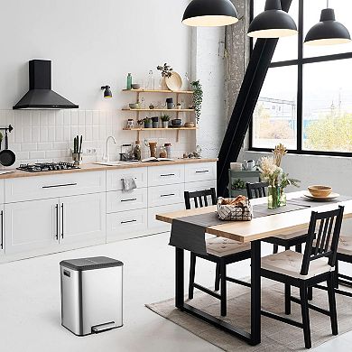 ANIXOL Dual Compartment Stainless Steel Recycling Trash Can with Foot Pedal