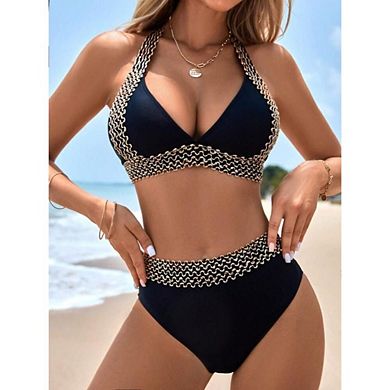 Women Summer 2 Piece Bathing Suit Swimwear Boho Push Up Bikini Set Halter Swimsuit