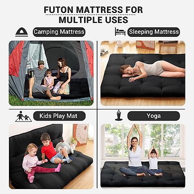 IDEALHOUSE Japanese Futon Floor Mattress, Foldable & Roll-Up for Multi-Use