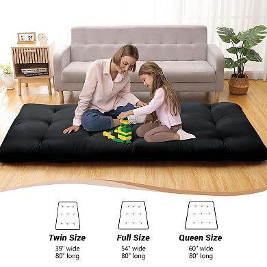 IDEALHOUSE Japanese Futon Floor Mattress, Foldable & Roll-Up for Multi-Use