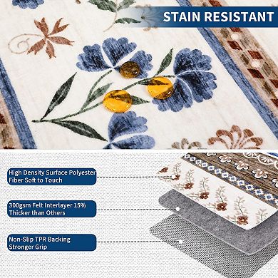 ANIXOL Floral Washable Area Rug