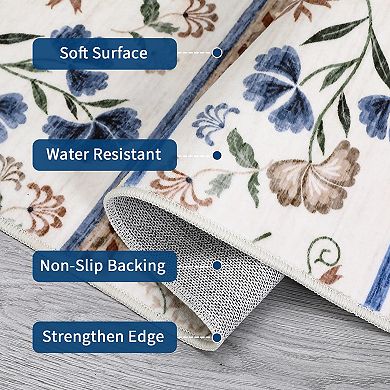 ANIXOL Floral Washable Area Rug