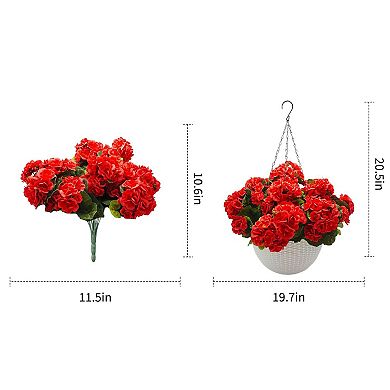 ANIXOL Artificial Red Geranium Hanging Planter Set