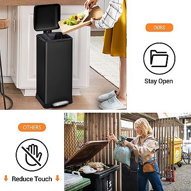 ANIXOL Stainless Steel Step Trash Can with Soft-Close Lid & Foot Pedal