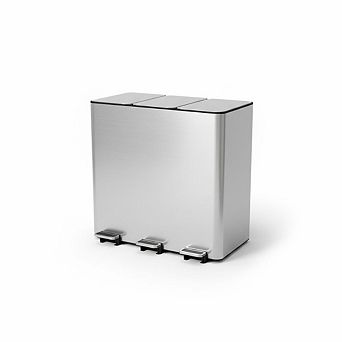 ANIXOL Triple Compartment Stainless Steel Recycling Trash Can