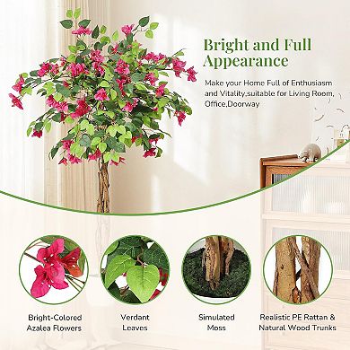 Artificial Bougainvillea Tree with Pink Flowers for Home Decor Office Living Room