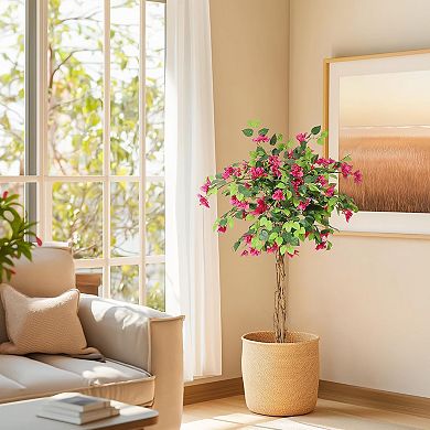 Artificial Bougainvillea Tree with Pink Flowers for Home Decor Office Living Room