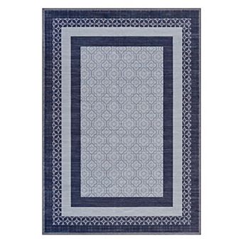 ANIXOL Washable Navy Low-Pile Area Rug