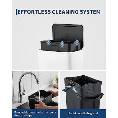 ANIXOL Stainless Steel Step Trash Can with Soft-Close Lid & Foot Pedal