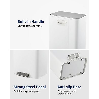 ANIXOL Stainless Steel Step Trash Can with Soft-Close Lid & Foot Pedal