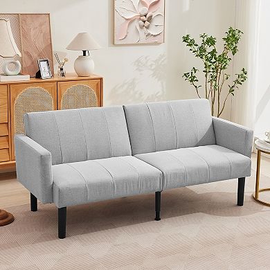 Convertible Futon Sofa Bed, Loveseat Couch with Adjustable Backrest, Sofa Bed for Living Room
