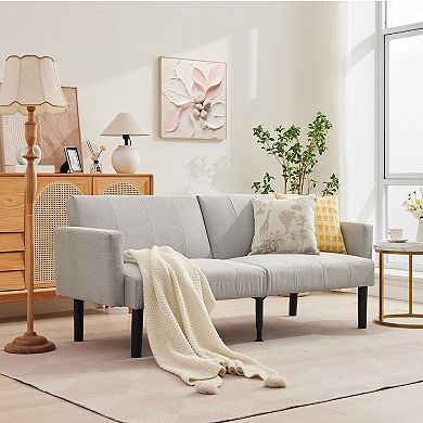 Convertible Futon Sofa Bed, Loveseat Couch with Adjustable Backrest, Sofa Bed for Living Room