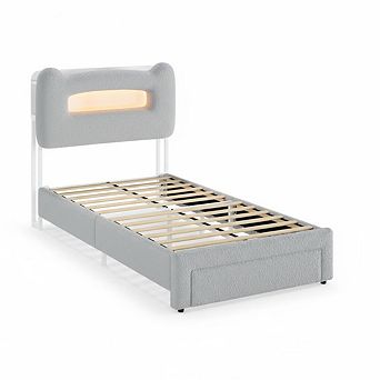 ANIXOL Kids LED Storage Platform Bed with Charging Station