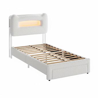 ANIXOL Kids LED Storage Platform Bed with Charging Station