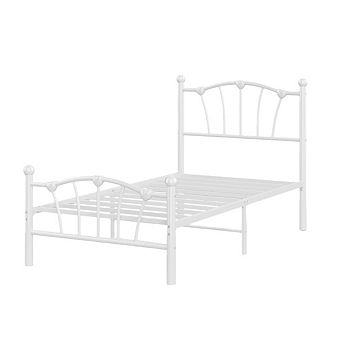 Girls' Metal Platform Bed Frame with Heart Design - Heavy-Duty, Noise-Free, Easy Assembly