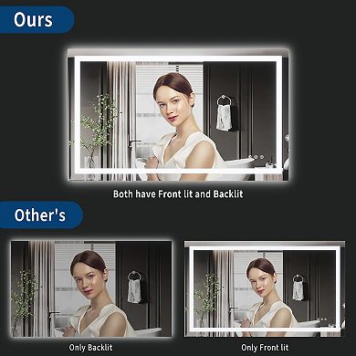 IDEALHOUSE Frameless LED Bathroom Mirror with Anti-Fog & Dimmable Lights
