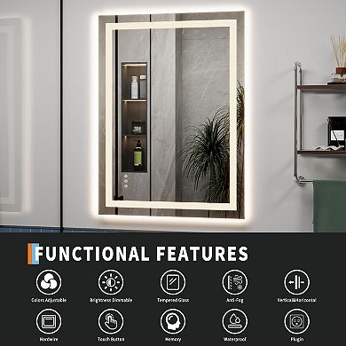 IDEALHOUSE Frameless LED Bathroom Mirror with Anti-Fog & Dimmable Lights