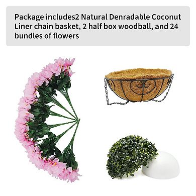 ANIXOL Artificial Bougainvillea Hanging Planter Set