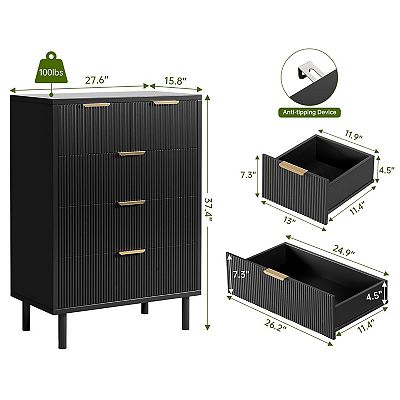 5 drawer black dresser for bedroom Walsunny 5 Drawer Vertical Dresser, Black / 5 Drawers