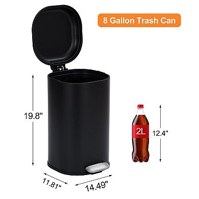 ANIXOL Stainless Steel Step Trash Can with Soft-Close Lid & Foot Pedal