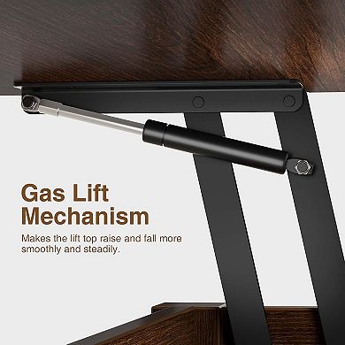 Lift Top Coffee Table, Storage Shelf, Hidden Compartments and Lifting Top, for Living Room, Office