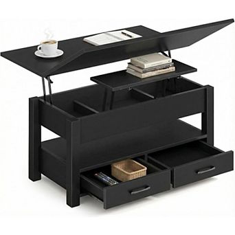 Lift Top Coffee Table, Storage Shelf, Hidden Compartments and Lifting Top, for Living Room, Office
