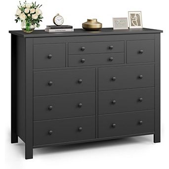 10 Drawers Dresser for Bedroom,Modern Wooden Chest of Drawers with Natural Texture, Sturdy