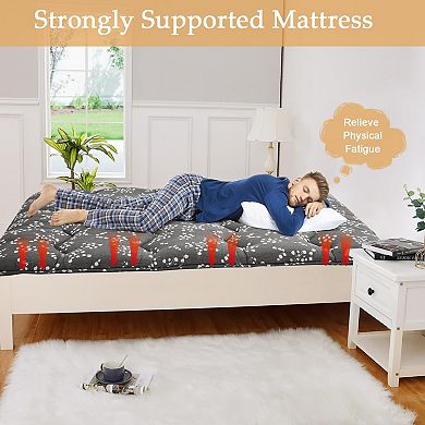 IDEALHOUSE Floral Japanese Futon Floor Mattress, Medium Firm & Roll-Up