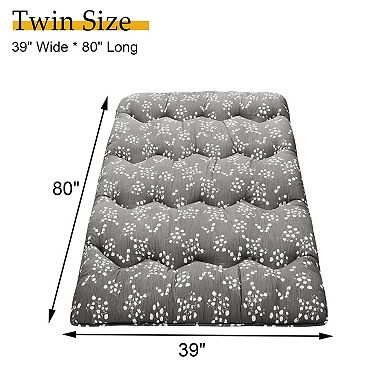 IDEALHOUSE Floral Japanese Futon Floor Mattress, Medium Firm & Roll-Up