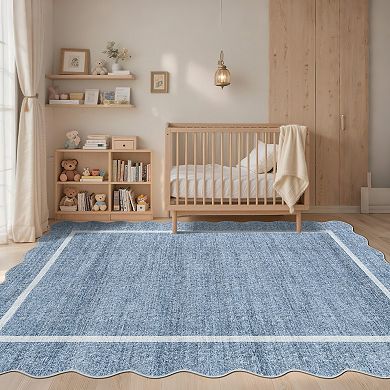 ANIXOL Scalloped Washable Area Rug