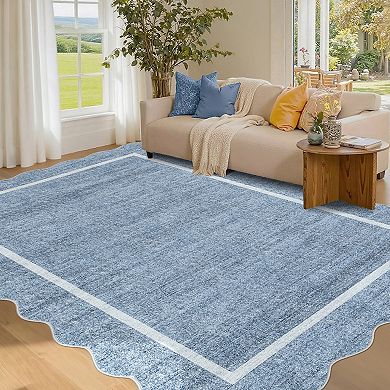 ANIXOL Scalloped Washable Area Rug