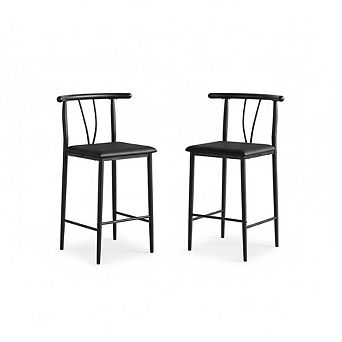 Bar Stools, Upholstered Stools with Backrest for Kitchen Island Home Bar Dining Room