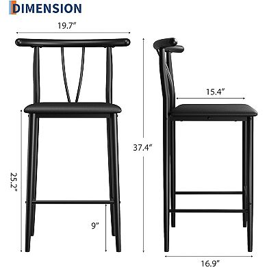 Bar Stools, Upholstered Stools with Backrest for Kitchen Island Home Bar Dining Room