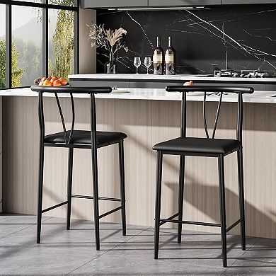 Bar Stools, Upholstered Stools with Backrest for Kitchen Island Home Bar Dining Room