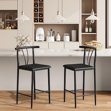 Bar Stools, Upholstered Stools with Backrest for Kitchen Island Home Bar Dining Room