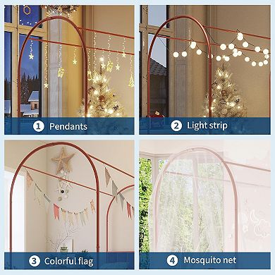 ANIXOL Twin Canopy Bed Frame with Upholstered Headboard