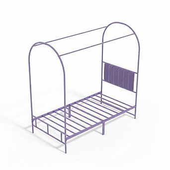 ANIXOL Twin Canopy Bed Frame with Upholstered Headboard