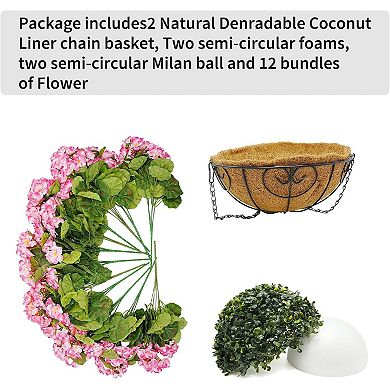 ANIXOL Artificial Geranium Hanging Basket Set
