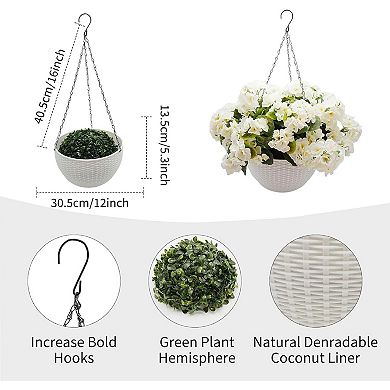 ANIXOL Artificial Geranium Hanging Basket Set